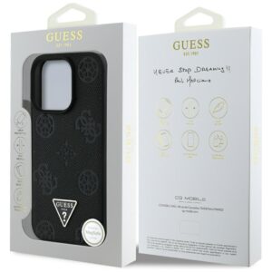 Originalus Dėklas GUESS Grained Hot Stamp Peony Triangle Logo MagSafe skirtas Apple iPhone 16 Pro Max juodos spalvos - Image 8