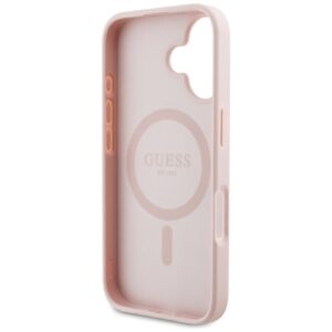 Originalus Dėklas GUESS Grained Hot Stamp Peony Triangle Logo MagSafe skirtas Apple iPhone 16 rožinės spalvos - Image 7