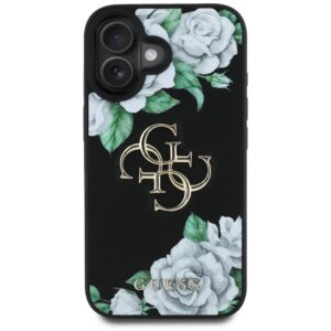 Originalus Dėklas GUESS Grained Roses Big 4G logo skirtas Apple iPhone 16 juodos spalvos - Image 3