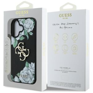 Originalus Dėklas GUESS Grained Roses Big 4G logo skirtas Apple iPhone 16 juodos spalvos - Image 8