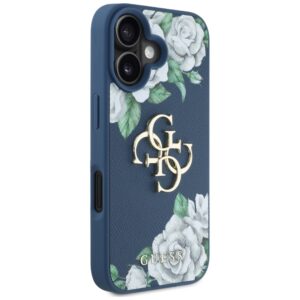 Originalus Dėklas GUESS Grained Roses Big 4G logo skirtas Apple iPhone 16 mėlynos spalvos - Image 4