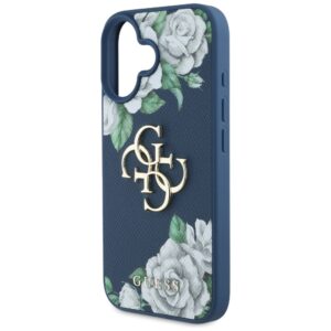 Originalus Dėklas GUESS Grained Roses Big 4G logo skirtas Apple iPhone 16 mėlynos spalvos - Image 6