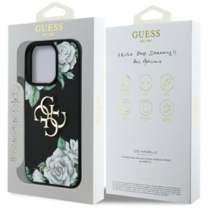 Originalus Dėklas GUESS Grained Roses Big 4G logo skirtas Apple iPhone 16 Pro Max juodos spalvos - Image 8