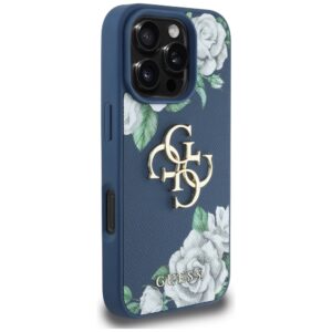 Originalus Dėklas GUESS Grained Roses Big 4G logo skirtas Apple iPhone 16 Pro Max mėlynos spalvos - Image 4