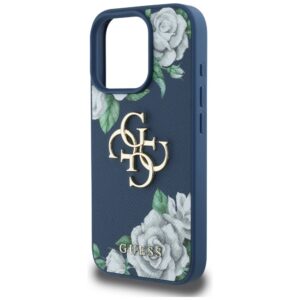 Originalus Dėklas GUESS Grained Roses Big 4G logo skirtas Apple iPhone 16 Pro Max mėlynos spalvos - Image 6