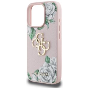 Originalus Dėklas GUESS Grained Roses Big 4G logo skirtas Apple iPhone 16 Pro Max rožinės spalvos - Image 6