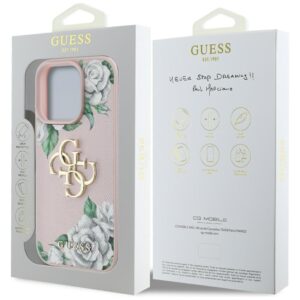 Originalus Dėklas GUESS Grained Roses Big 4G logo skirtas Apple iPhone 16 Pro Max rožinės spalvos - Image 8