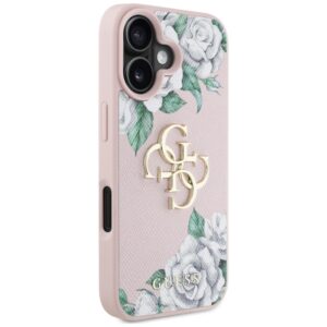 Originalus Dėklas GUESS Grained Roses Big 4G logo skirtas Apple iPhone 16 rožinės spalvos - Image 4