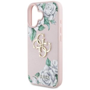 Originalus Dėklas GUESS Grained Roses Big 4G logo skirtas Apple iPhone 16 rožinės spalvos - Image 6