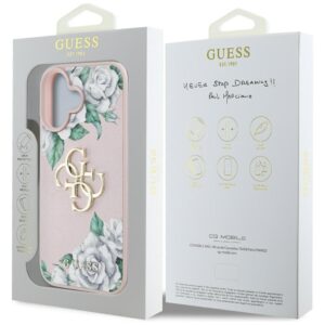 Originalus Dėklas GUESS Grained Roses Big 4G logo skirtas Apple iPhone 16 rožinės spalvos - Image 8