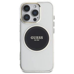 Originalus Dėklas GUESS IML Metal Colored Circle Classic Logo MagSafe skirtas Apple iPhone 16 Pro juodos spalvos - Image 3