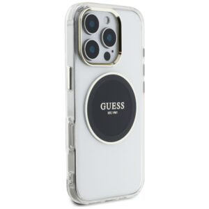 Originalus Dėklas GUESS IML Metal Colored Circle Classic Logo MagSafe skirtas Apple iPhone 16 Pro juodos spalvos - Image 4