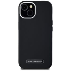 Originalus Dėklas KARL LAGERFELD FW Metal Plate MagSafe skirtas Apple iPhone 15 juodos spalvos - Image 3