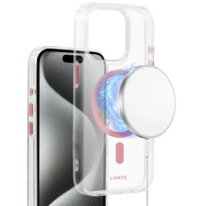 Liavec Glossy Magsafe Clear dėklas skirtas Apple iPhone 15 rožinės spalvos - Image 7
