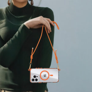 Tel Protect Skaidrus dėklas su virvele skirtas Apple iPhone 16 Pro oranžinės spalvos - Image 5