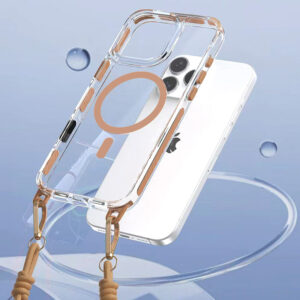 Tel Protect Skaidrus dėklas su virvele skirtas Apple iPhone 16 aukso spalvos - Image 4