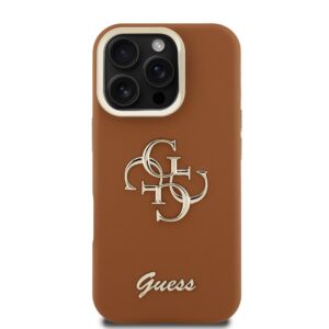 Guess PU Grained 4G Logo Stand Camera Frame dėklas skirtas Apple iPhone 16 Pro rudos spalvos - Image 2