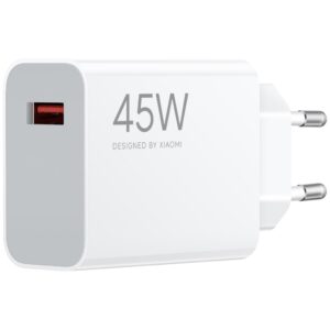 Xiaomi MDY-17-EF USB-A 45W kelioninis įkroviklis baltos spalvos