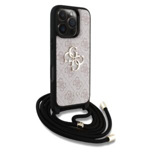 Guess PU 4G Metal Logo Crossbody Strap dėklas skirtas Apple iPhone 16 Pro rožinės spalvos - Image 2