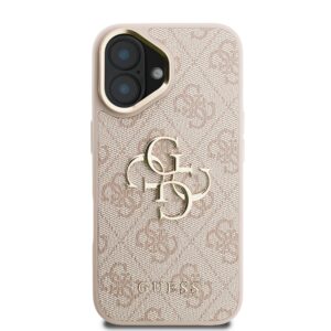 Guess PU 4G Metal Logo Stand Camera Frame dėklas skirtas Apple iPhone 16 rožinės spalvos - Image 2
