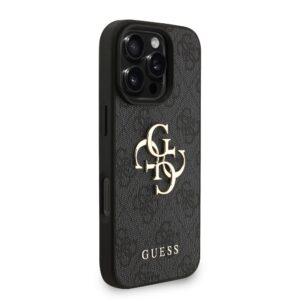 Guess PU 4G Metal Logo Strap dėklas skirtas Apple iPhone 16 Pro Max juodos spalvos - Image 2