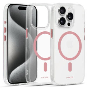 Liavec Glossy Magsafe Clear dėklas skirtas Apple iPhone 15 Pro Max rožinės spalvos