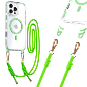 Tel Protect Skaidrus dėklas su virvele skirtas Apple iPhone 15 Pro Max žalios spalvos