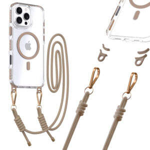 Tel Protect Skaidrus dėklas su virvele skirtas Apple iPhone 16 aukso spalvos - Image 1