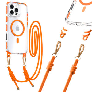 Tel Protect Skaidrus dėklas su virvele skirtas Apple iPhone 16 Pro oranžinės spalvos - Image 1