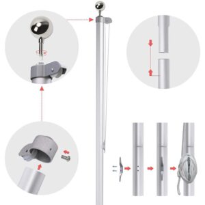 Surenkamas vėliavos stiebas, aliuminis, 6 m - Image 3