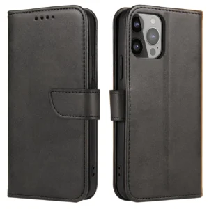 Wallet dėklas su Stand skirtas Apple iPhone 15 Magnet dėklas - juodos spalvos - Image 1