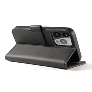Wallet dėklas su Stand skirtas Apple iPhone 15 Magnet dėklas - juodos spalvos - Image 3