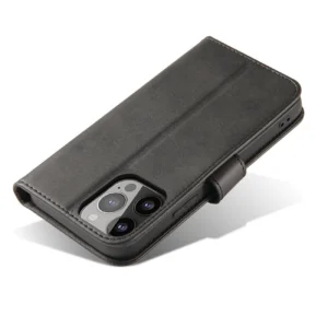 Wallet dėklas su Stand skirtas Apple iPhone 15 Magnet dėklas - juodos spalvos - Image 5