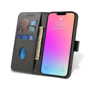Wallet dėklas su Stand skirtas Apple iPhone 15 Magnet dėklas - juodos spalvos - Image 7