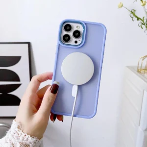 Magnetic Color Matte dėklas skirtas Apple iPhone 15 Plus - violetinės spalvos - Image 5