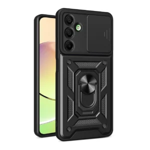 Hybrid Armor Camshield su Camera dėklas and Metal Ring skirtas Samsung Galaxy A16 / A16 5G - juodos spalvos - Image 1