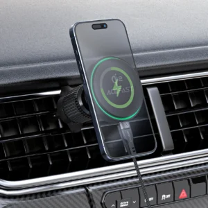 Acefast D33 automobilinis laikiklis su Qi2 15W Magnetic Charger for Air Vent - juodos spalvos - Image 6
