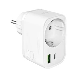 Puro 20W Power Delivery Charger su Schuko Plug and Socket 1x USB-C + 1x USB-A - baltos saplvos