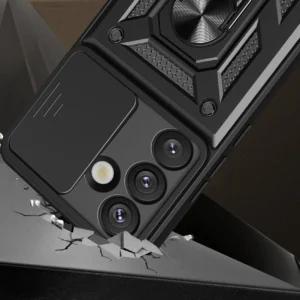 Hybrid Armor Camshield su Stand and Camera dėklas skirtas Samsung Galaxy S25 Edge - juodos spalvos - Image 2