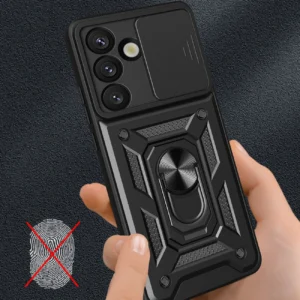 Hybrid Armor Camshield su Stand and Camera dėklas skirtas Samsung Galaxy S25 Edge - juodos spalvos - Image 5