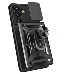 Hybrid Armor Camshield su Stand and Camera dėklas skirtas Samsung Galaxy S25 Edge - juodos spalvos - Image 8