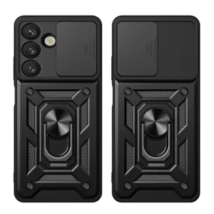 Hybrid Armor Camshield su Stand and Camera dėklas skirtas Samsung Galaxy S25 Edge - juodos spalvos - Image 9