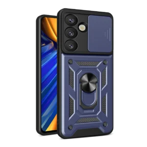 Hybrid Armor Camshield su Stand and Camera dėklas skirtas Samsung Galaxy S25 Edge - Blue