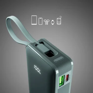 Powerbank SBS 10000 mAh 20W su integruotu USB-C kabeliu ir skaitmeniniu ekranu - pilkos spalvos - Image 6