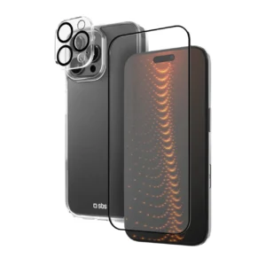 SBS set with D3O technology skirtas iPhone 16 Pro Max - case + glass screen and camera protector - transparent