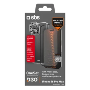 SBS set with D3O technology skirtas iPhone 16 Pro Max - case + glass screen and camera protector - transparent - Image 2