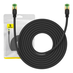 Braided network kabelis cat.8 Baseus Ethernet RJ45, 40Gbps, 8m juodos spalvos
