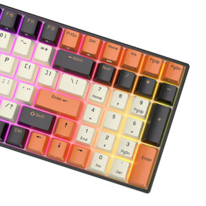 Mechaninė klaviatūra Royal Kludge RK100 RGB, brown switch juodos spalvos-oranžinės spalvos - Image 3