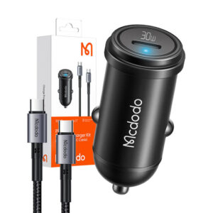 Automobilinis įkroviklis McDodo CC-7493 65W With Mini baltos spalvos USB-C kabelis With E-mark Chip 1m 100W juodos spalvos - Image 4