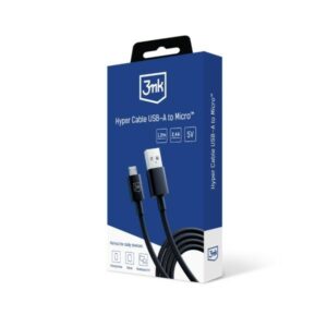 3MK Hyper kabelis USB-A - Micro USB1.2m 5V 2,4A juodos spalvos - Image 9